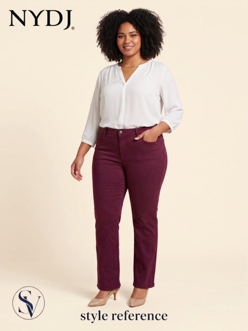 NWOT NYDJ Marilyn Straight Jeans Deep Merlot Burgundy Lift Tuck Size 20W